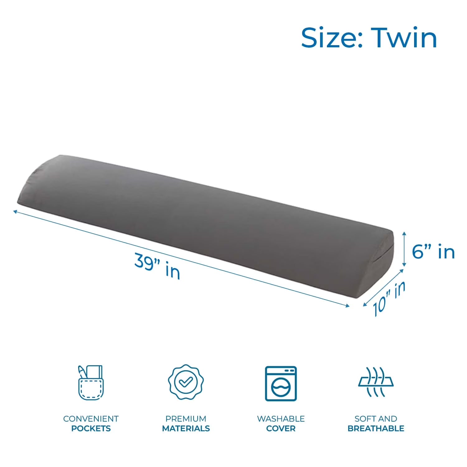 Bed Wedge Pillow for Headboard, Mattress Gap Filler Headboard Pillow, Twin Size
