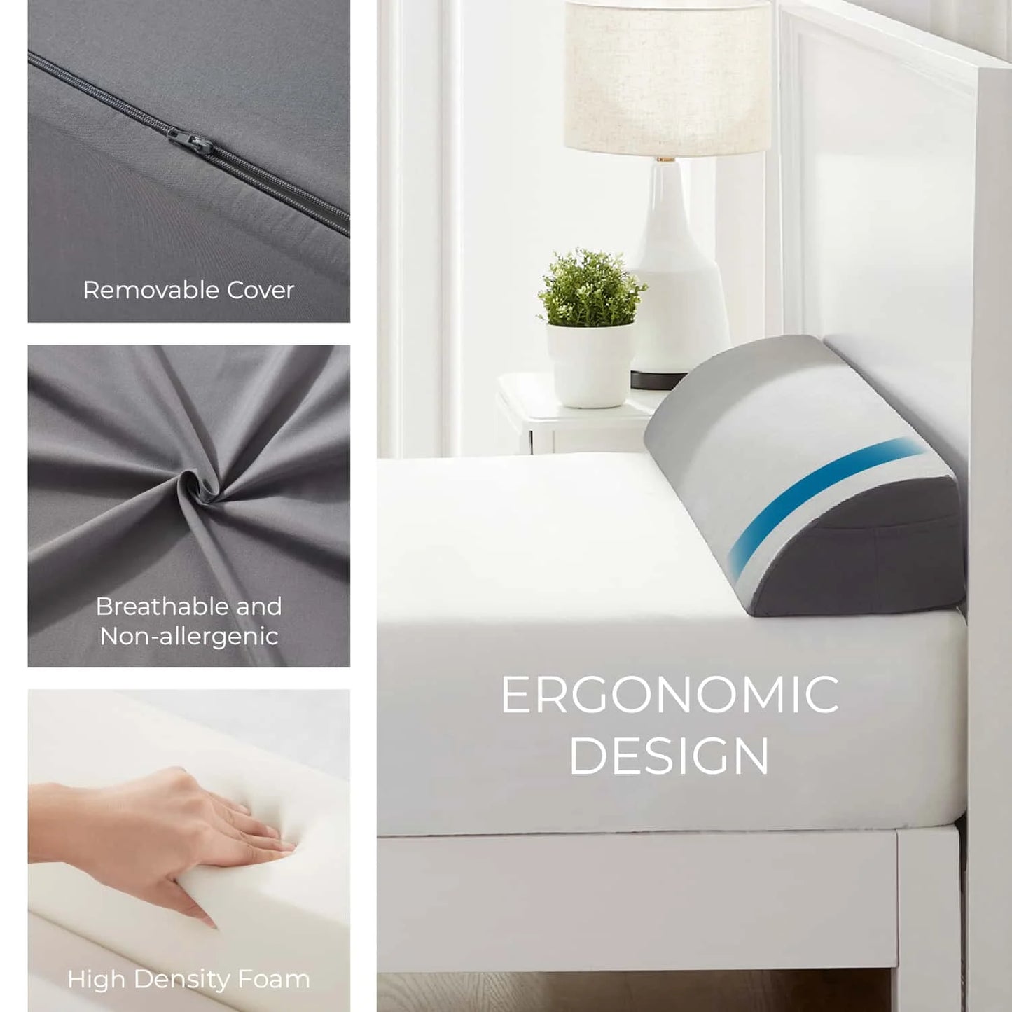 Bed Wedge Pillow for Headboard, Mattress Gap Filler Headboard Pillow, Twin Size