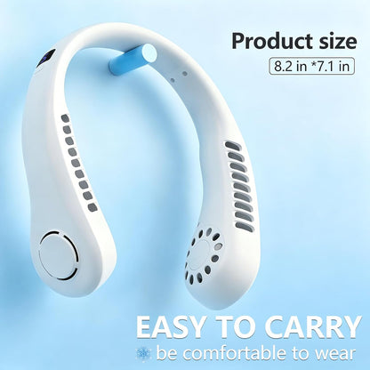 Portable Neck Fan, 360° Cooling Personal Fan with 5 Speeds, USB Rechargeable Wearable Neck Fan, Hands Free Bladeless Fan, Twistable, Mini Portable Fan, Gifts for Men Women Mom Dad, White