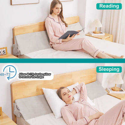 Bed Wedge Pillow for Headboard,Bed Gap Filler between Mattress and Headboard, Adjustable High-Density Foam Headboard Pillow for Sleeping and Reading