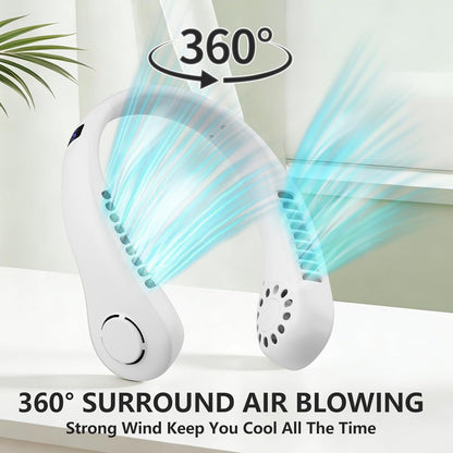 Portable Neck Fan, 360° Cooling Personal Fan with 5 Speeds, USB Rechargeable Wearable Neck Fan, Hands Free Bladeless Fan, Twistable, Mini Portable Fan, Gifts for Men Women Mom Dad, White