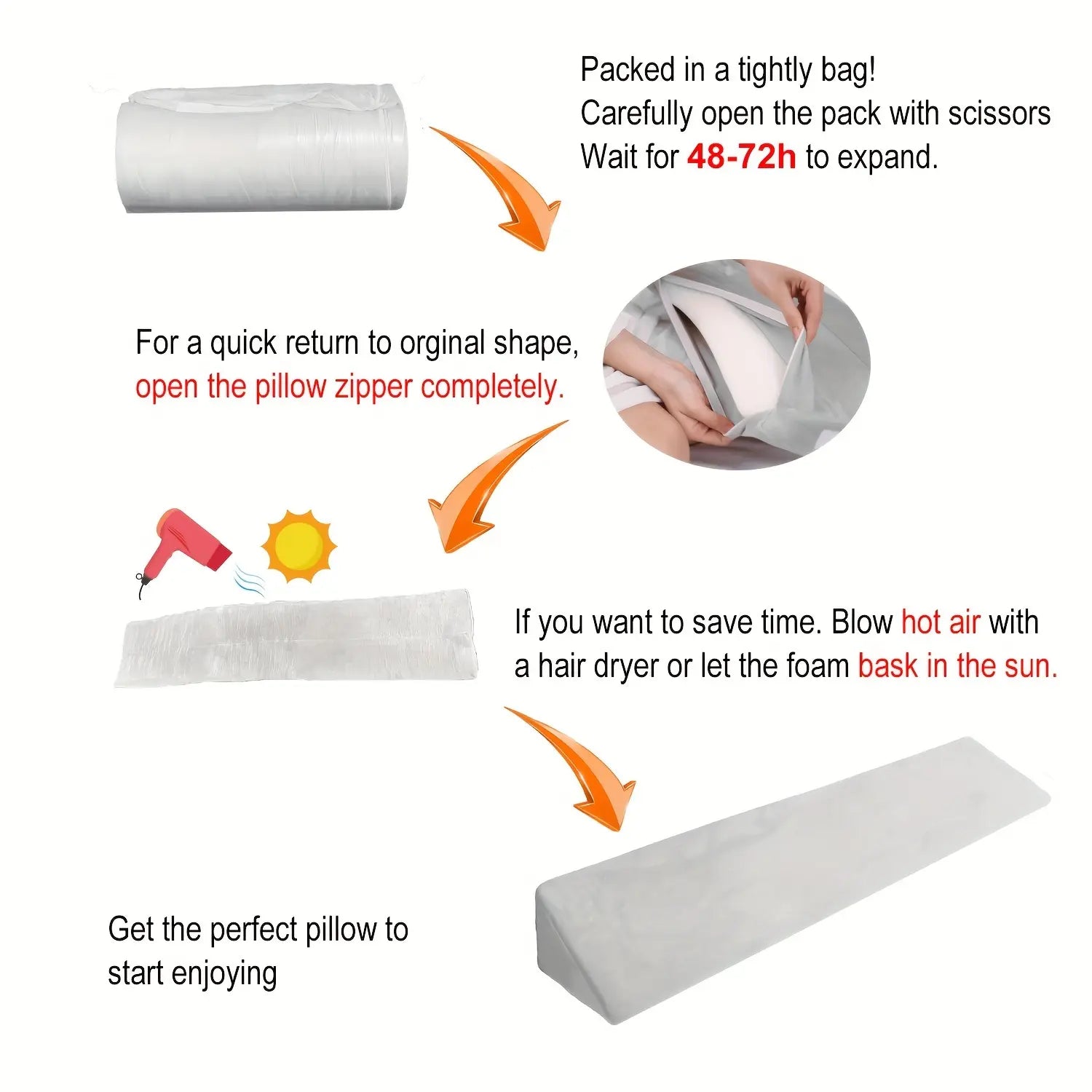 Bed Wedge Pillow for Headboard,Bed Gap Filler between Mattress and Headboard, Adjustable High-Density Foam Headboard Pillow for Sleeping and Reading