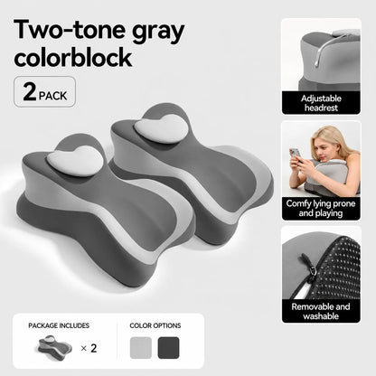 Ergonomic Face down Bed Pillow - Cooling Memory Foam Cushion with Firm Memory Foam Cushioning, Adjustable Neck Supportive Bolster for Reading, Phone Use, Machine Washable