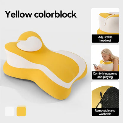 Ergonomic Face down Bed Pillow - Cooling Memory Foam Cushion with Firm Memory Foam Cushioning, Adjustable Neck Supportive Bolster for Reading, Phone Use, Machine Washable