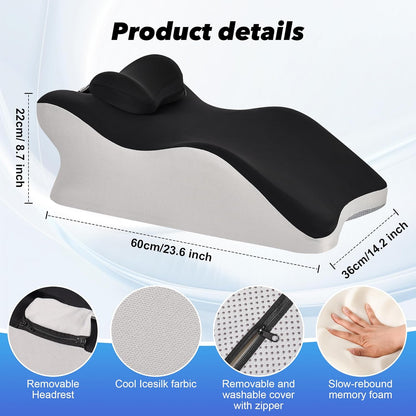 Reading Pillow for Bed, Adult Memory Foam Ergonomic Back Support Pillow for Sitting Up, Prone Pillow Face down Sleep, Wedge Pillow for Back Pain Relief