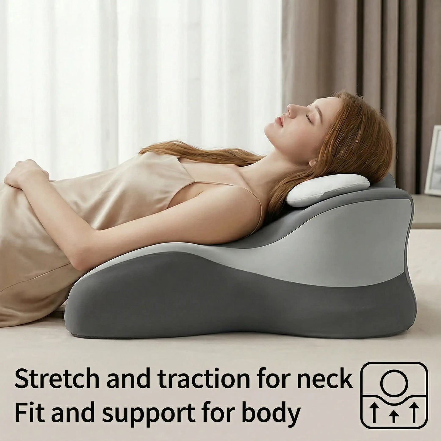 Ergonomic Face down Bed Pillow - Cooling Memory Foam Cushion with Firm Memory Foam Cushioning, Adjustable Neck Supportive Bolster for Reading, Phone Use, Machine Washable